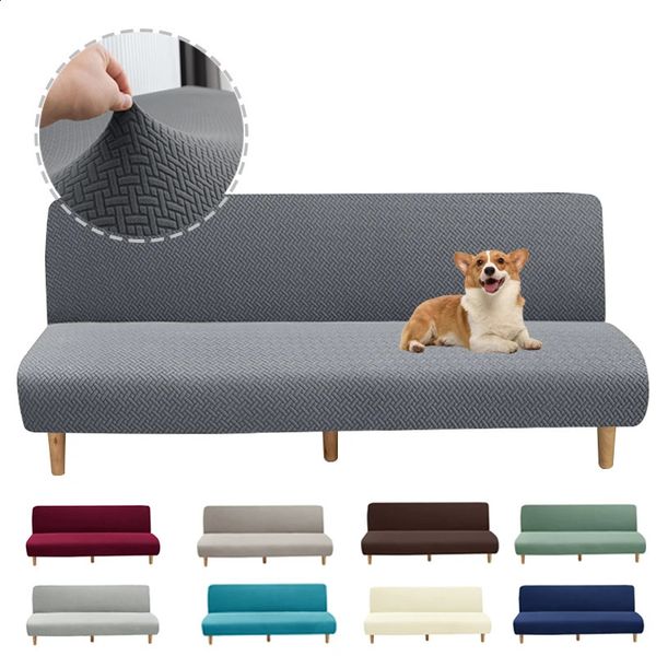 Thick sofa bed cover solid color jacquard sleeveless sofa cover used for living room soft and elastic fabric furniture protective cover 2411