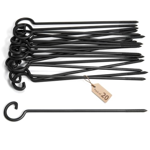 Screw Hooks for Hanging 12in,Ceiling Hooks 20Pcs Screw-in Hooks,Birds House Christmas Lights and Curtain Hooks,Kitchen Hooks,Plants Hanger Outdoor-Ind