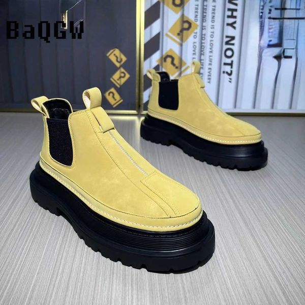 Autumn Fashion Thick Soled Casual British Style Designer Motorcycle Boots Comfortable High Quality Winter Warm Luxury Men ShoesC250123