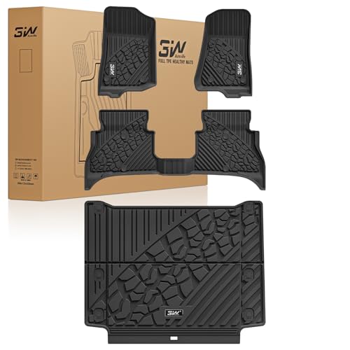 3W Floor Mats & Cargo Liner Custom Fit for Jeep Wrangler 4XE 2021-2024 2025 (Non JL-JK), All Weather TPE Rubber Heavy Duty Car Liner Trunk Mat Wrangle