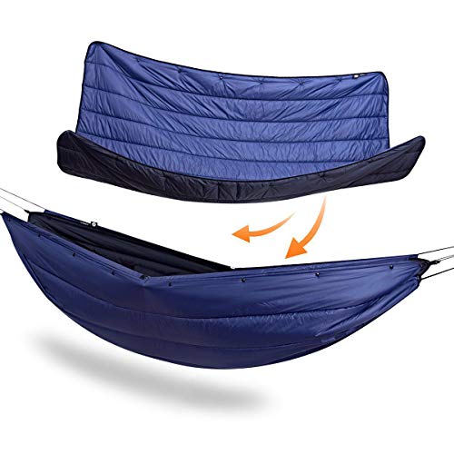 onewind Double Hammock Underquilt Warm Insulation Ultralight 3-4 Season Camping Quilt, Portable for Hiking, Backpacking Navy Blue Combo 82" * 52", 10F
