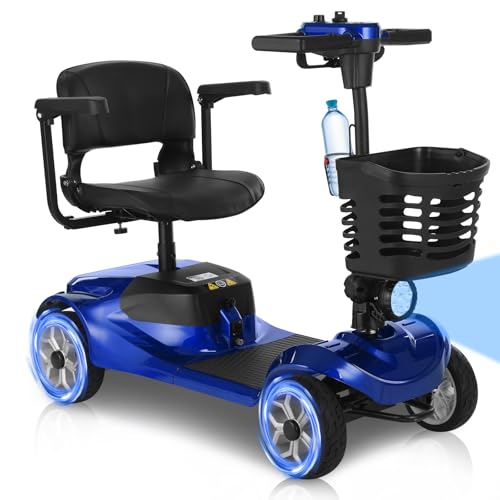 MS02 Series 15-30 Miles Long Range 4 Wheels Electric Mobility Scooter for Adults-Seniors, 350-500W E-Wheelchair Device with Baskets Compact Heavy Duty