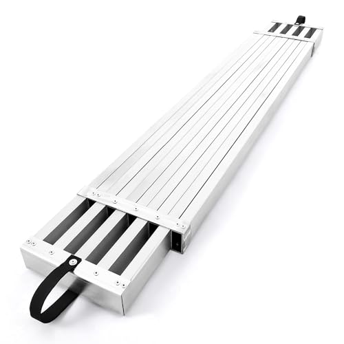 Garvee Scaffolding Planks 8-13ft Aluminum Work Plank, 440lbs Capacity, Telescoping, Non-Slip, 12.5 Inch Width, Ladder Accessory