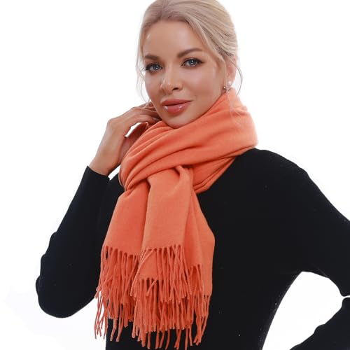 SWAT PANY Scarf for Woman Winter Warm Scarves Pashmina Shawls and Wraps Oversized Scarf Orange