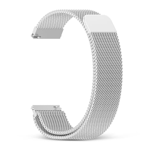 22mm silver Magnetic Stainless Steel Smartwatch Band – Quick Release Milanese Loop Replacement Strap for Men Women – Stylish, Adjustable, Anti-Sna