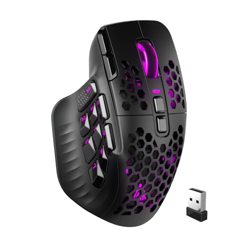 SOLAKAKA SM809 Pro Wireless MMO Gaming Mouse with 9 Side Buttons,24000 DPI,Triple Connectivity (2.4G-BT5.0-Wired) RGB MMO Mouse for Gamer,16 Programma