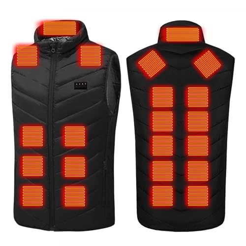 Heated Vest for Men Women, 4 Control 21 Heating Zones USB Electric Puffer Vest, Lightweight Winter Outerwear Jacket Black Large