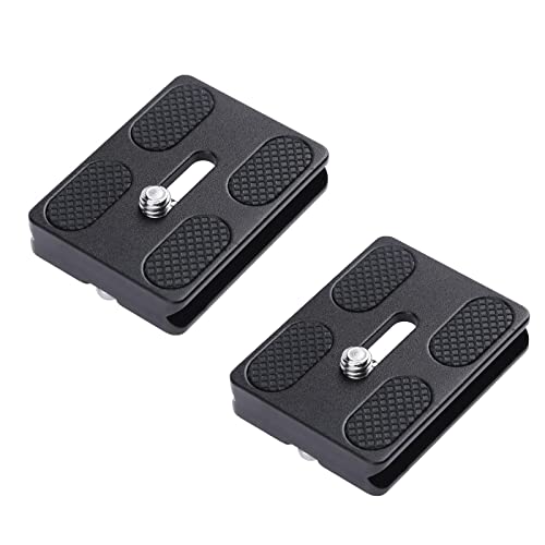 Sequpr 2 PCS Camera PU50 Quick Release Plate with 1-4'' Screw, Aluminum Alloy Universal 38mm Camera Plates Mount for Arca Swiss Clamp Ball Head Gimbal