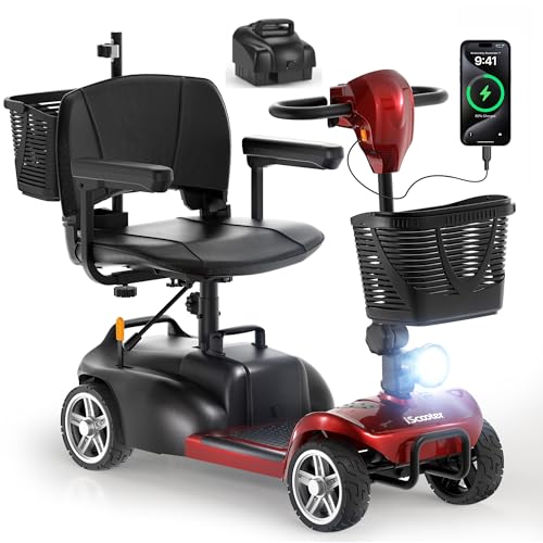 iScooter X02 Pro Mobility Scooter, 40Miles Long Range with Extra Batteries, 4 Wheels Electric Mobility Scooter for Seniors & Adults, Electric Wheelcha