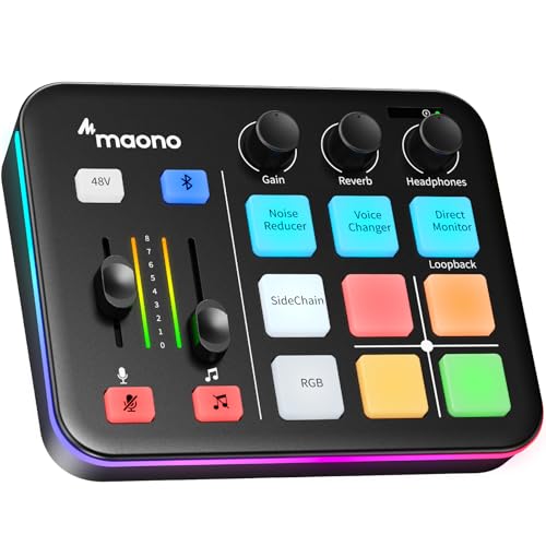 MAONO Streaming Audio Mixer, Audio Interface for Live Streaming, Podcast Recording, Gaming MaonoCaster