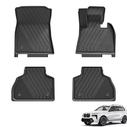 3W Floor Mats Fit for BMW X7 6 Seats 2019-2024 2025, All Weather Dog Friendly TPE Car Mat, Waterproof Anti-Slip Easy to Clean Heavy Duty 6 PassengersF