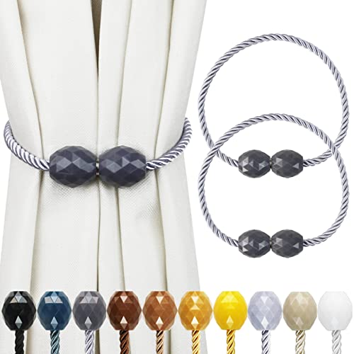 Strong Magnetic Curtain Tiebacks Grey 2 Pack Decorative Tie Backs Outdoor Curtain Rope Tiebacks Elegant Curtain Holdbacks for Drapes