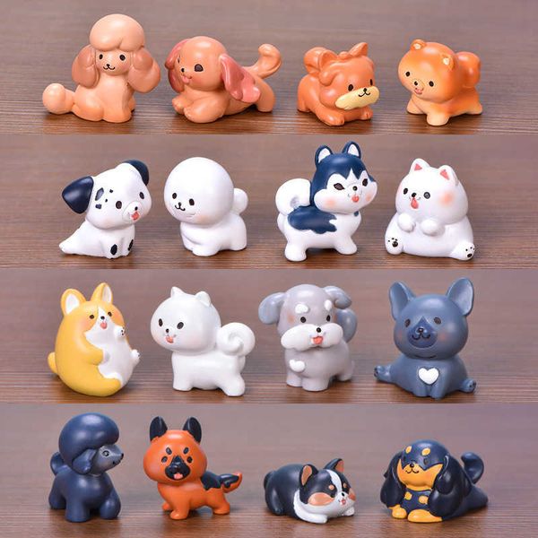 Arts and Crafts Figurine Miniature Animal Pet Dog Corgi Bichon Resin Ornaments For Home Decorations Micro Landscap Desk Accessories Room Dec