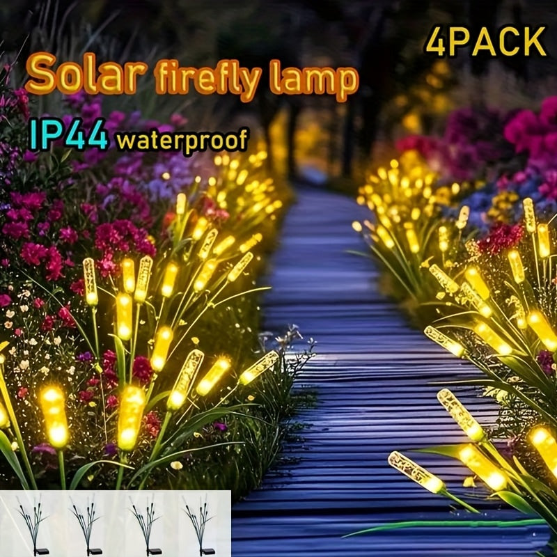 TEMU 4pcs Solar Garden Lights With 24 Led Bulbs, Ip44 Waterproof, Reed Lights Ground Lights, Outdoor Ornament Lights, Suitable For Patio, Holiday