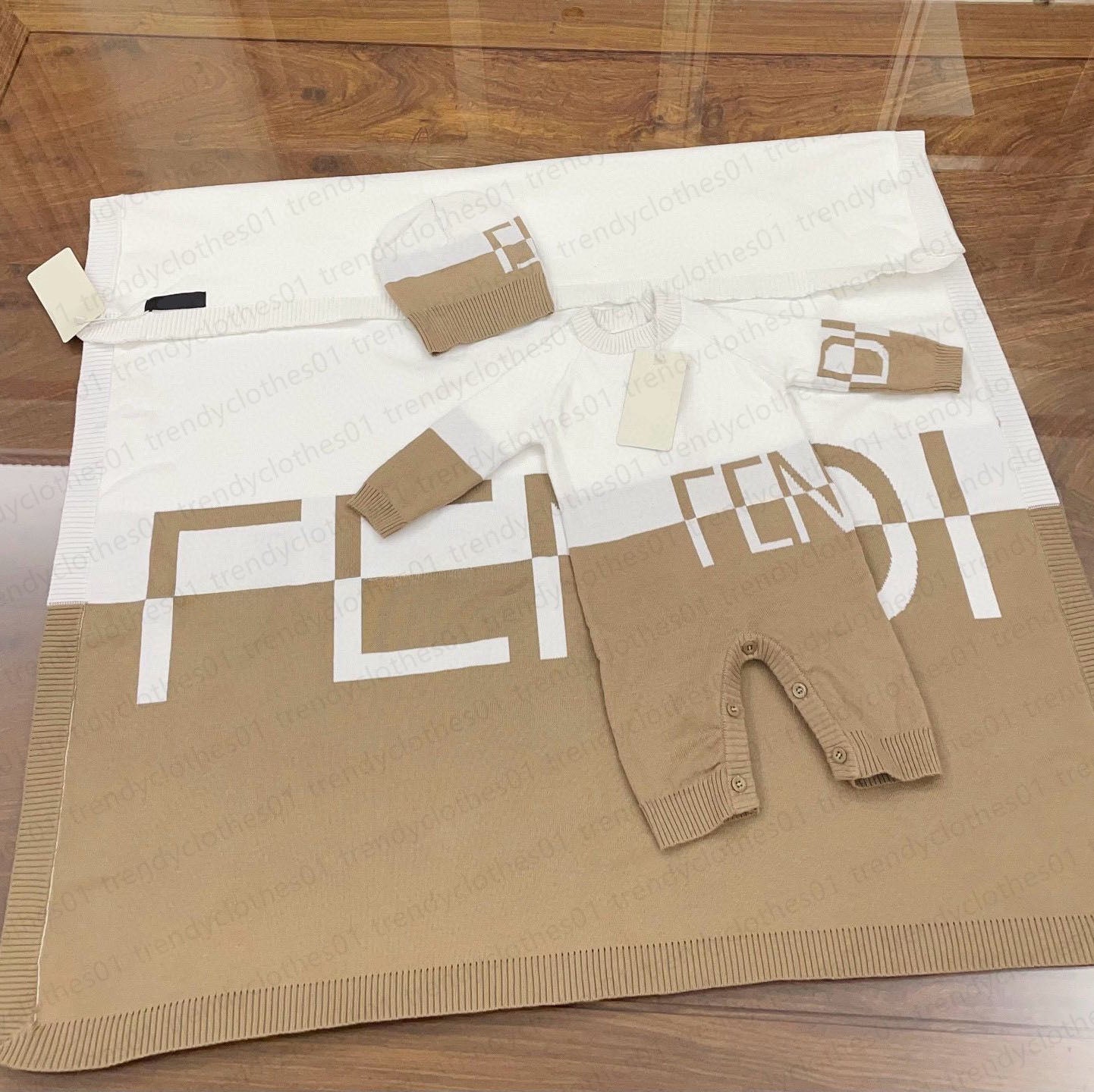 Newborn Baby Rompers toddlers knitted soft jumpsuits fashion designer babies stripe letter knit romper girls boys crochet wrapping blankets children