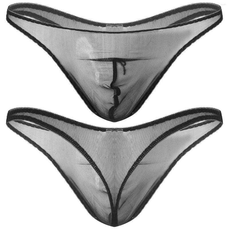 Men&#039;s G Strings Mens Erotic Lingerie Underwear See-through Mesh T-back Thongs Breathable Bulge Pouch Briefs Low Waist Elastic Waistband