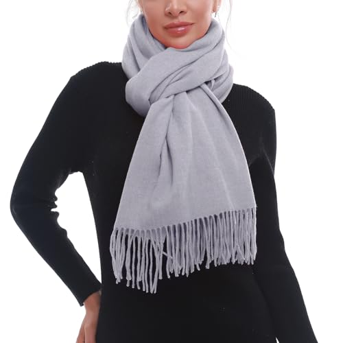 SWAT PANY Scarf for Woman Winter Warm Scarves Pashmina Shawls and Wraps Oversized Scarf Light Grey