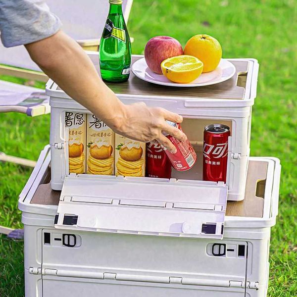 Storage Boxes Bins Storage Boxes Bins Portable foldable outdoor storage box with handle camping and picnic wooden cover household sunlight s