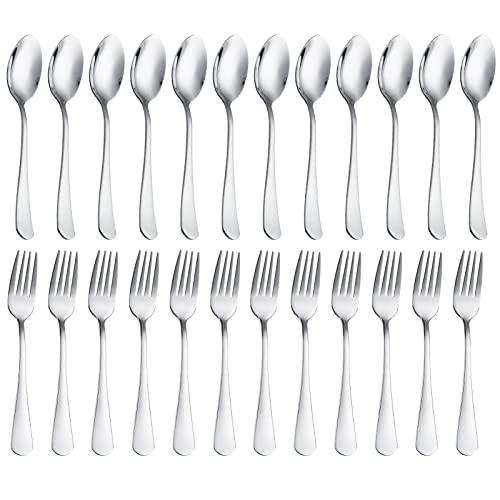 Garvee 24Pcs Tableware Forks and Spoons Silverware Set, Food Grade Stainless Steel Flatware Cutlery Set for Home,Kitchen and Restaurant, Mirror Polish