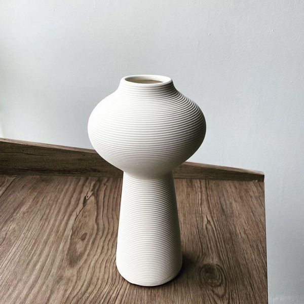 ddmygifts Dried decorations, ceramic vases, small flower arrangements, living room decor, creative simplicity, Nordic ins style, light , whi