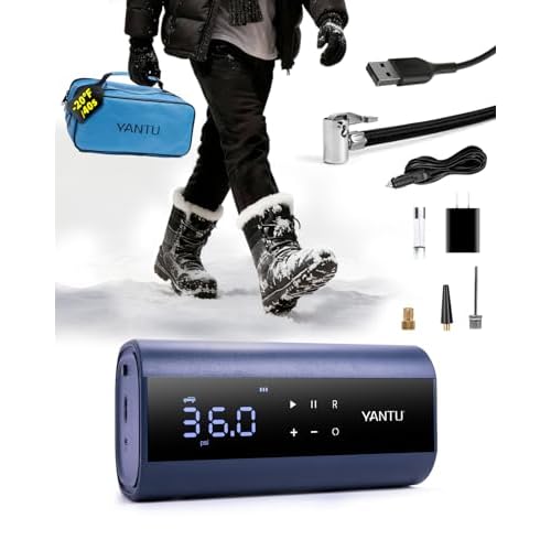 YANTU Dual Cylinder Tire Inflator Portable Air Compressor With 8.3-Inch Large Digital Screen,12V Cordless-battery powered Car Air Pump For Car Tires�