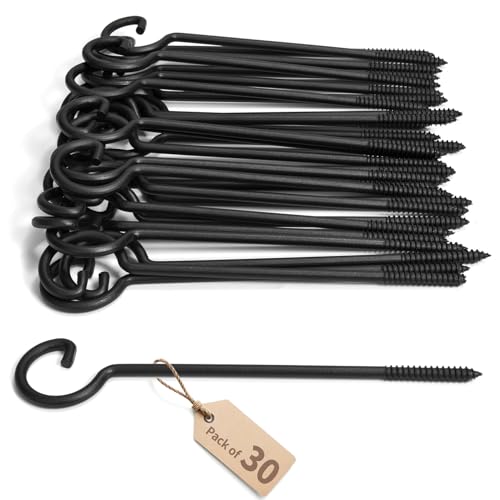 Screw Hooks 9in,Ceiling Hooks 30Pcs Screw-in Hooks,Birds House Christmas Lights and Curtain Hooks,Kitchen Hooks,Plants Hanger Outdoor-Indoor Hooks 9in