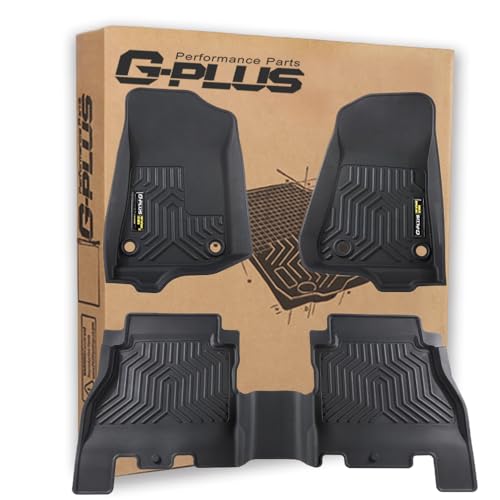 G-PLUS Floor Mats 3PCS Fit for Jeep Wrangler JL 2018-2025 Unlimited 4-Door Only (Not Fit for JK or 4XE), All Weather TPE Custom Fit Heavy Duty Floor L
