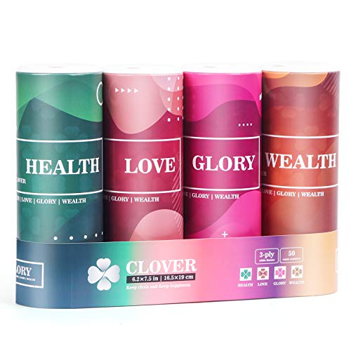 CLOVER Travel Tissues 3-Ply Facial Tissues & Car Tissues - Compact Tissue Canister for Cup Holder, Office, Bedroom, Vanity (Lition Pack of 4) Red
