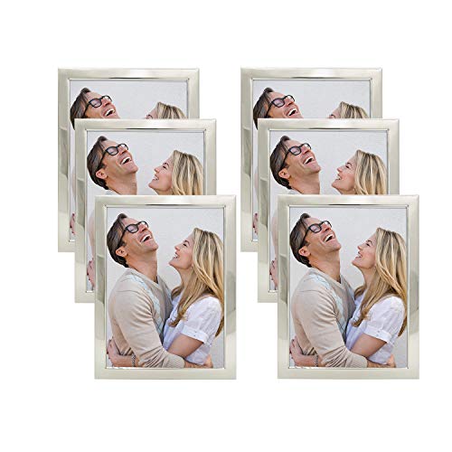 DECANIT 3.5x5 Picture Frame,Metal Photo Frame Display for Wall or Tabletop Pack of 6,Silver Silver 3.5x5 6PACK