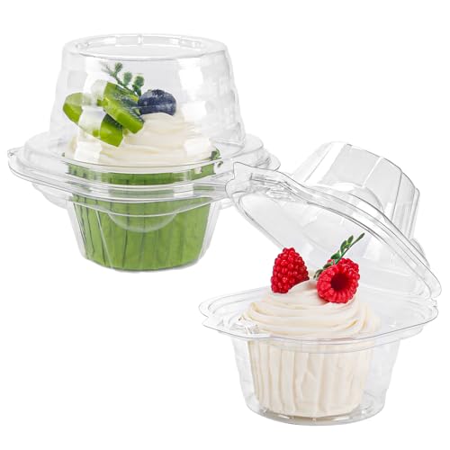 120 Pack Individual Cupcake Containers Plastic Cupcake Boxes Cupcake Holders Stackable Deep Dome Cupcake Carrier