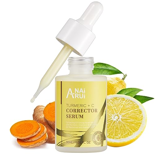 ANAiRUi Vitamin-C-Serum mit Kurkuma, Korrektur dunkler Flecken, Vitamin C + Kurkuma-Hautpflegeserum, Gesichtsserum mit Hyaluronsäure, Niacinamid, Ant