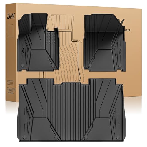 3W Floor Mats Fit for Tesla Cybertruck 2024 2025, TPE All Weather Custom Fit Floor Liner 1st and 2nd Row Full Set Car Liners, Dog Pet Friendly, Waterp