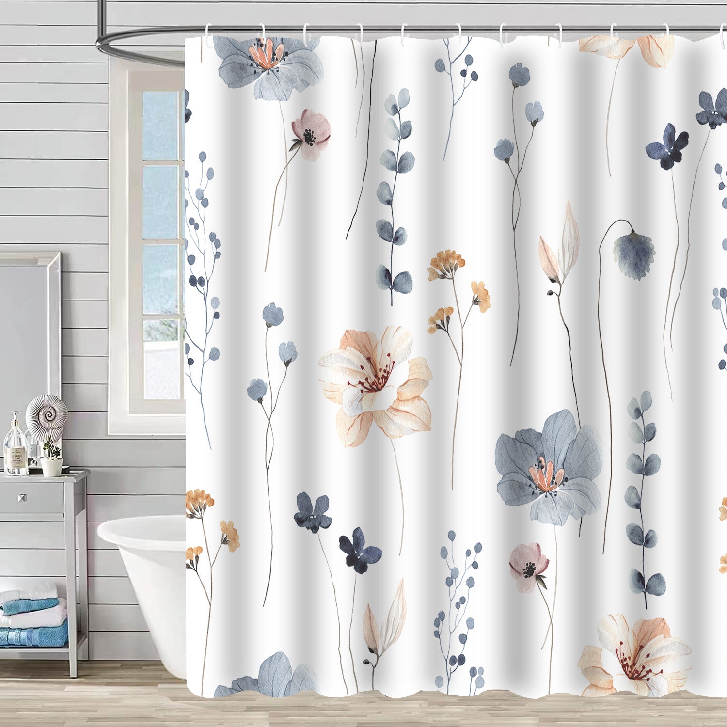YL-37246 Waterproof Shower Curtain 3D Printed Tropical Jungle Plant Leaves and Flowers Season Polyester Shower Curtain with Hook