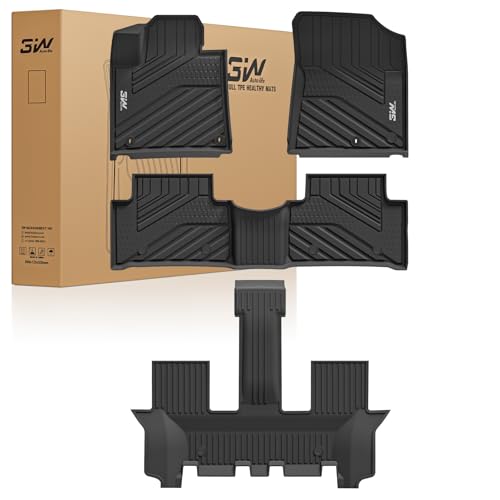3W Floor Mats Compatible with Kia Sorento 6-7 Seats 2021-2024 2025 (Not Fit for Hybrid & PHEV), TPE All Weather Protection Floor Mats Custom Fit 3 Row