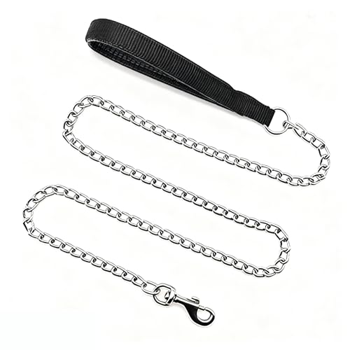 Chain Dog Leashes for Large Dog for Small Medium Large Breed Pet Dogs, 3.0mm * 4ft Black Handle Black L(4 ft. x 3.0 mm)