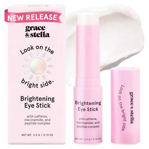 grace & stella Under Eye Brightener Balm Stick - Travel Essentials - Caffeine Eye Cream for Dark Circles, Puffiness, Wrinkles - Vegan Moisturizer Stic