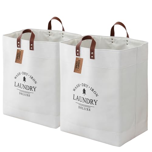 COMFY HOMI 2Pack 76L Laundry Basket & Hamper, Large Collapsible Waterproof Clothes Baskets with Handles, Freestanding Laundry Hampers for Bedroom Bath