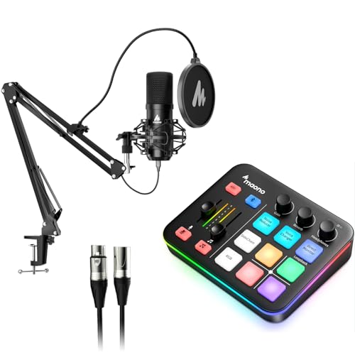 MAONO USB XLR Condenser Microphone Set: PC Computer Podcast Cardioid Metal Mic Kit with Software for Recording, Studio, Singing, YouTube (A04 Gen2+G1