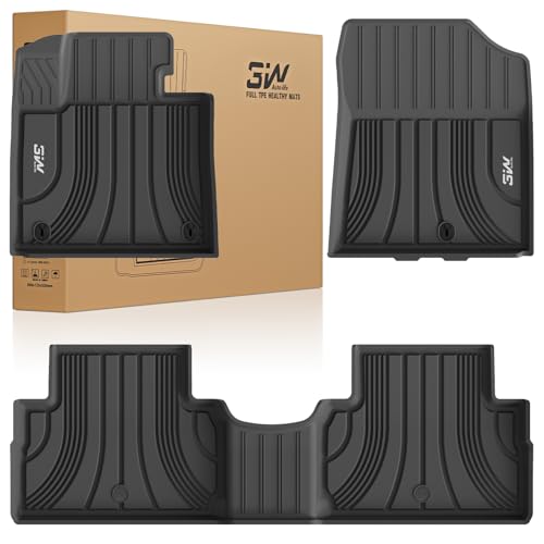 3W Floor Mats Fit 2021-2023 Hyundai Santa Fe 5 Seat (Not for Hybrid), TPE All Weather Custom Fit Car Floor Liners 1st & 2nd Row, Black 1. Hyundai Sant