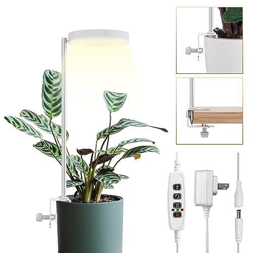GLOWRIUM Grow Lights for Indoor Plants, Full Spectrum Plant Lights with Clip, Height Adjustable&3 Spectrum Mode, 3-9-12h Automatic Timer, 10 Dimmable