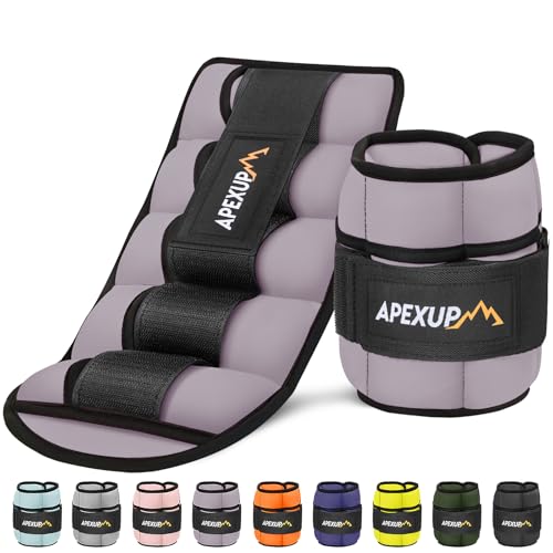 APEXUP 10lbs-Pair Adjustable Ankle Weights for Women and Men, Modularized Leg Weight Straps for Yoga, Walking, Running, Aerobics, Gym Pastel Purple