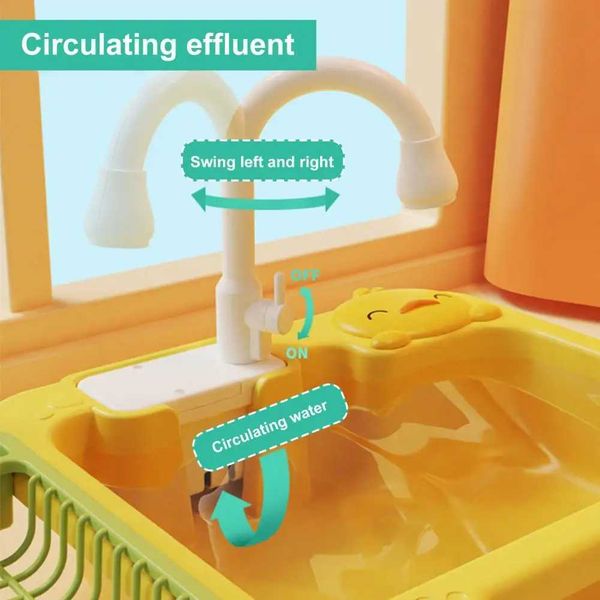 Faucet Swinging Toy Childrens Kitchen Toy Childrens Realistic Electric Dishwasher Toy Set with Water Circulation Swinging Children X241107