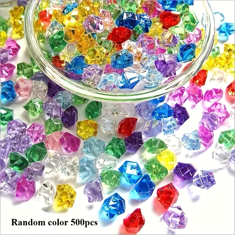 TEMU 500pcs Random Colored Transparent Acrylic Synthetic Gemstones, Suitable For Aquarium Decoration And Diy Crafts