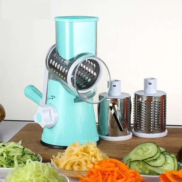 Multi-function Drum Hand-operated Potato Slice Pressed Vegetable Grinder Peeled Garlic Chopper