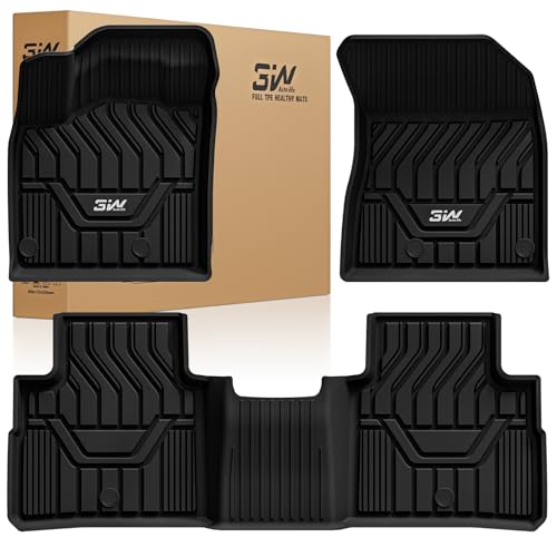 3W Floor Mats for 2021-2026 Nissan Rogue Custom Fit TPE All Weather Rogue Floor Liner Full Set 1st and 2nd Row Car Mats - Black (NOT for Sport) 1.Rogu