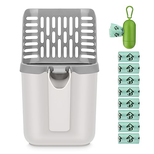 MYPIN Large Cat Litter Scooper with Bags, Upgraded Cat Litter Shovel with Holder and Waste Can, Cat Scooper with Extra 135 Count Litter Waste Bags, La