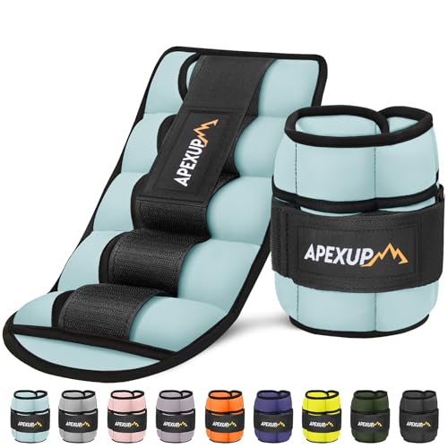 APEXUP 10lbs-Pair Adjustable Ankle Weights for Women and Men, Modularized Leg Weight Straps for Yoga, Walking, Running, Aerobics, Gym Pastel Blue