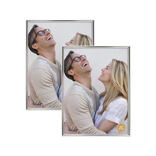 DECANIT 4x6 Picture Frame Metal,Thin Profile Photo Frame 4 by 6 Inch, Display for Wall Mounting or Tabletop Pack of 2,silver 4*6 2PACK Silver