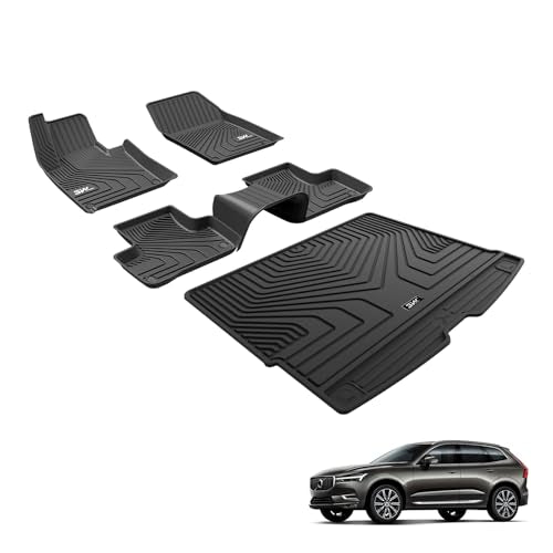 3W Floor mats&Cargo Liner Fit Volvo XC60 2018-2026 (Not for Hybrid or PHEV) TPE All Weather Odorless Custom Fit T5 T6 Momentum Floor Liner for Volvo X