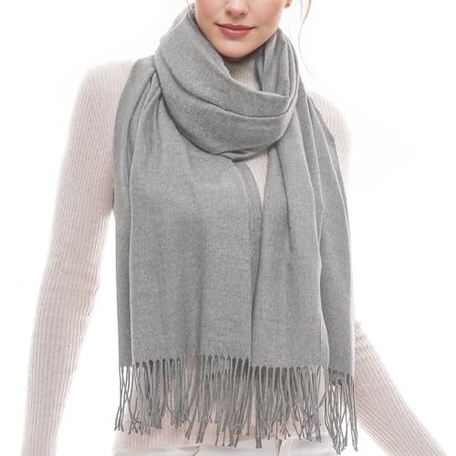 RUI VTRON Scarf for Women Fall Winter Scarves Warm Large Pashmina Shawls and Wraps Light Grey